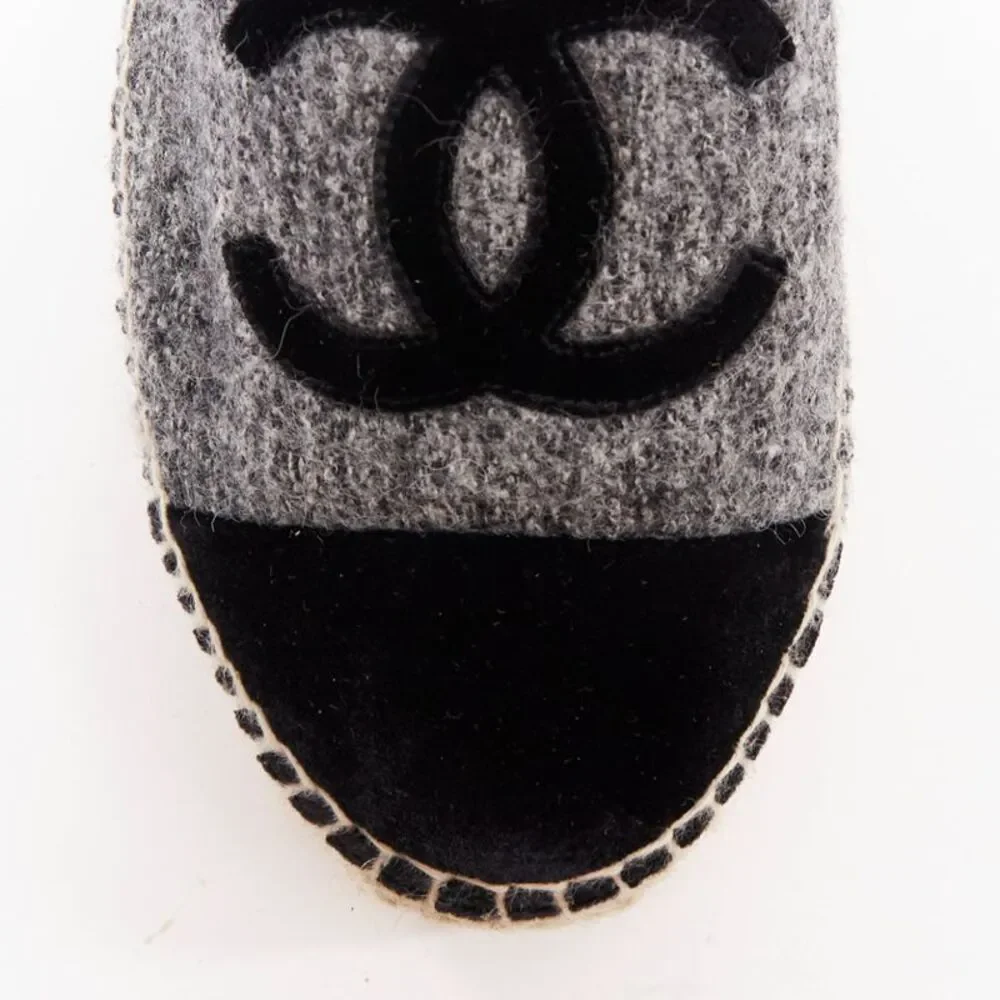 Chanel Grey Tweed Espadrilles